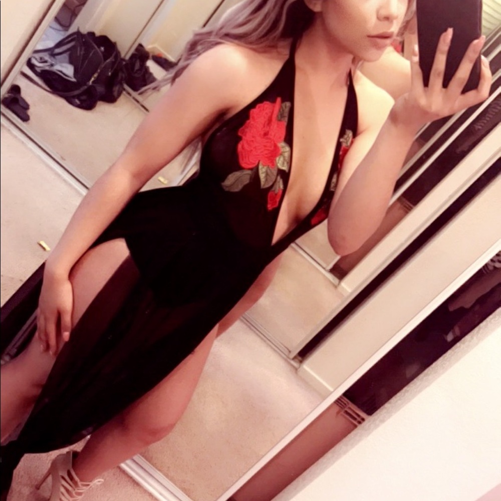 F21 rose halter bodysuit